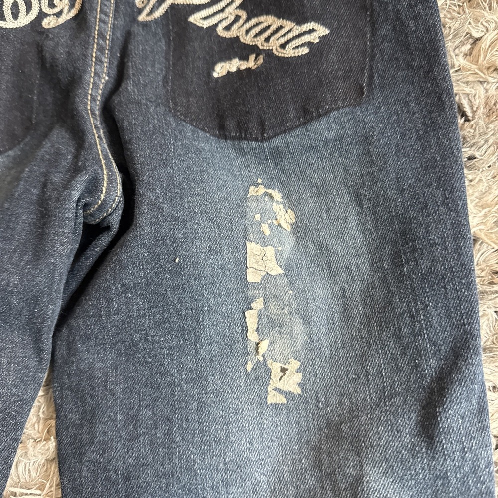 Vintage YOUTH Girls Size 12 Baby Phat Y2K Embroidered Blue Denim Jeans 90's HTF - Picture 3 of 8